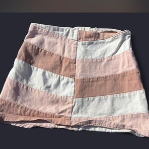 Peach Love Striped  Pink and White Mini Skirt